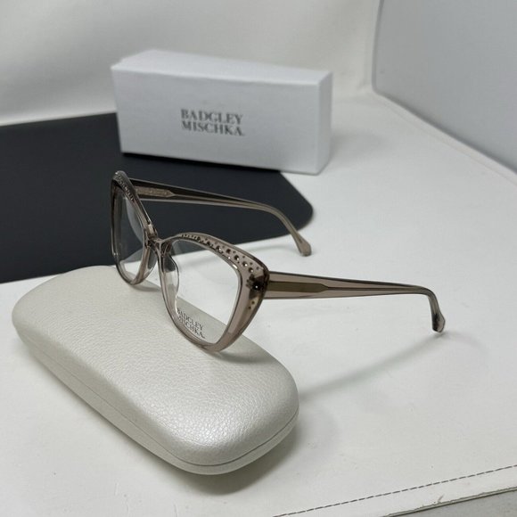 Badgley Mischka Maxina With Gem Stones Almond 52 [] 17 Eyeglasses Frame Cat Eye - Picture 4 of 14